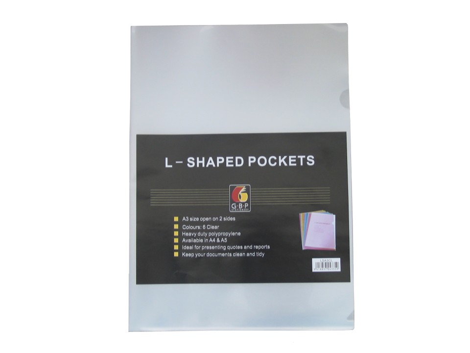 OSC L Shaped Pockets Heavy Duty A3 Clear Pack 6