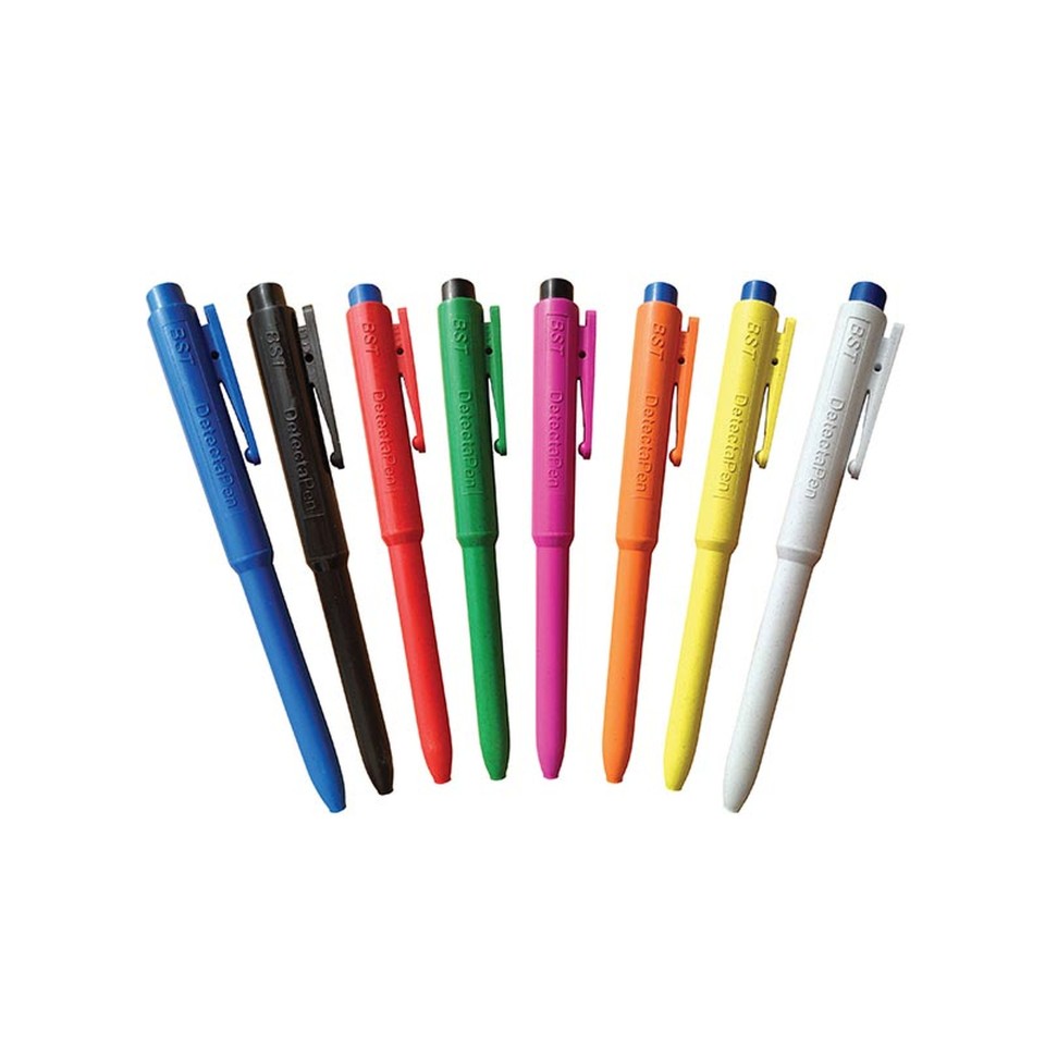 Metal Detectable Pen Standard Blue Body Black Ink Pack10