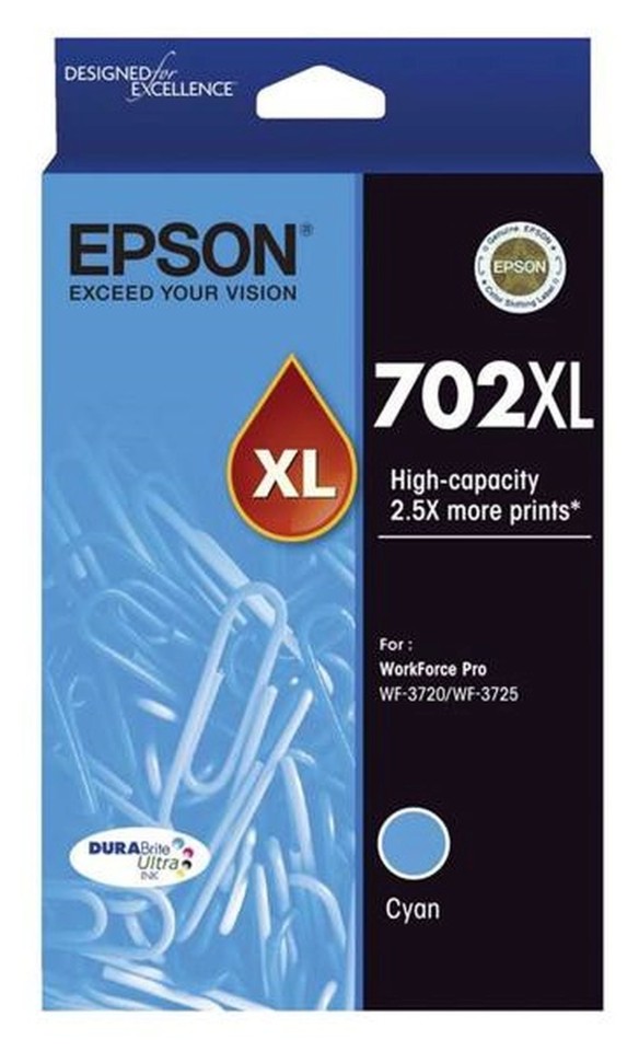 Epson Durabrite Ultra 702xl Cyan High Yield Ink Cartridge