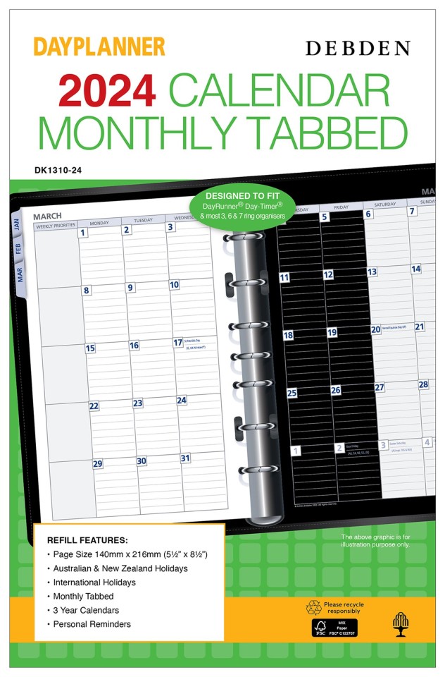 Debden 2024 Dayplanner Desk Refill Month To View