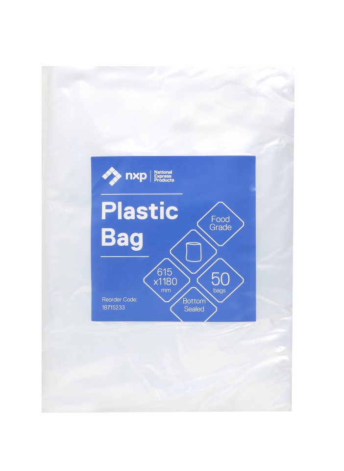 72L Clear Food Grade Bag 1180 x 615mm 30mu 50 pack